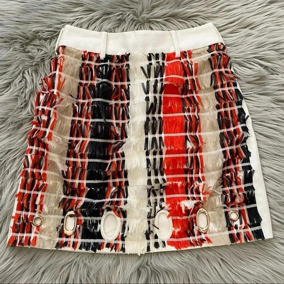 SELF PORTRAIT Striped Fringe Skirt Size 4 NWT - Picture 13 of 15